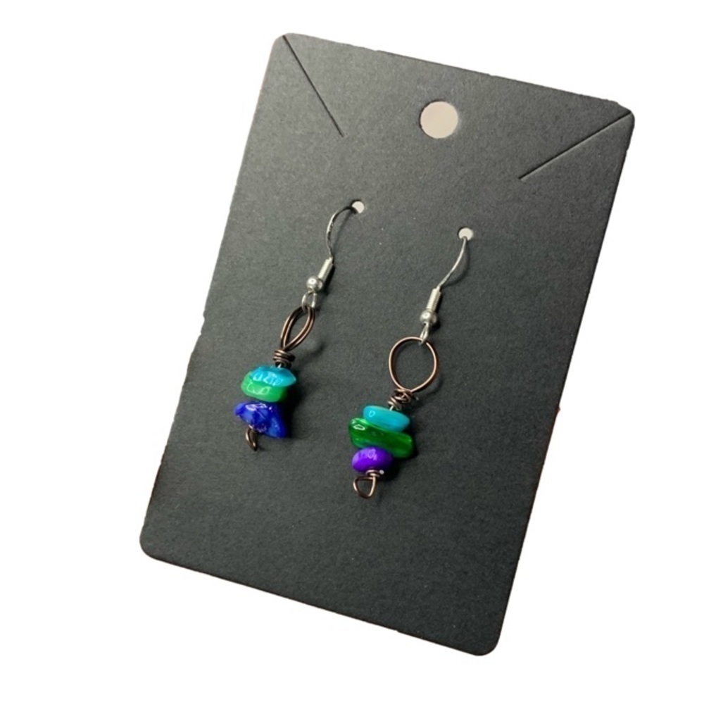 Blue and green crystal earrings